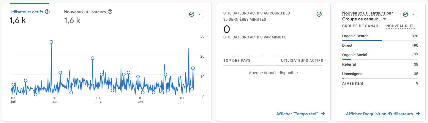 Acquisition de trafic organique de Fanny Amz Photographie dans Google Analytics