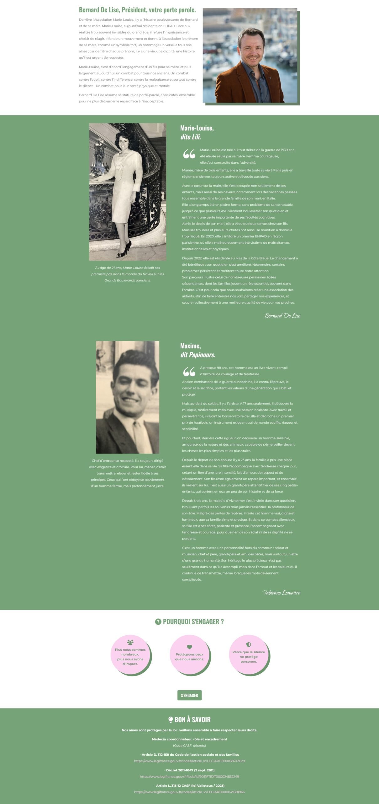 Design de la page d’accueil de l’Association Marie-Louise