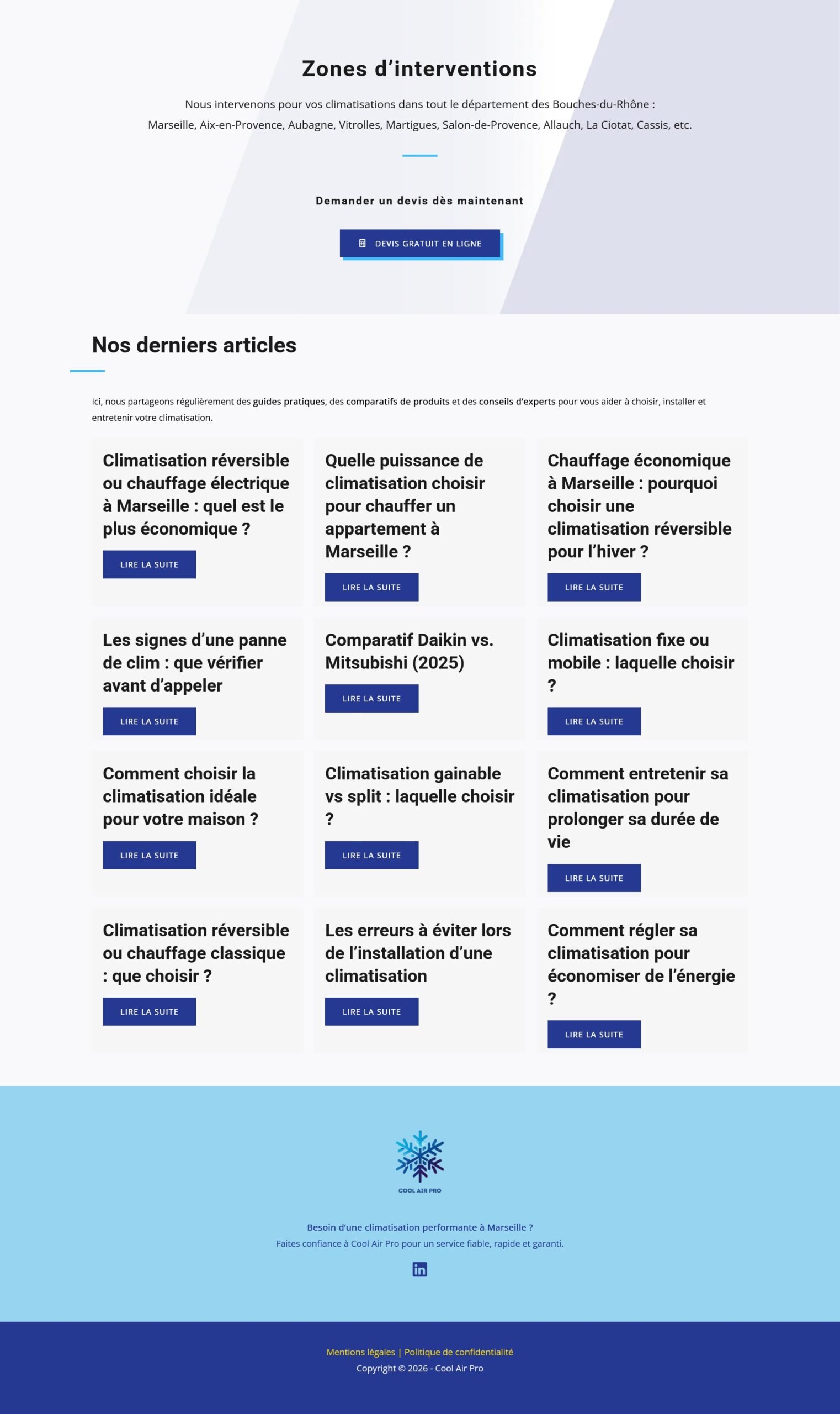 Design d’une section intervention climatisation