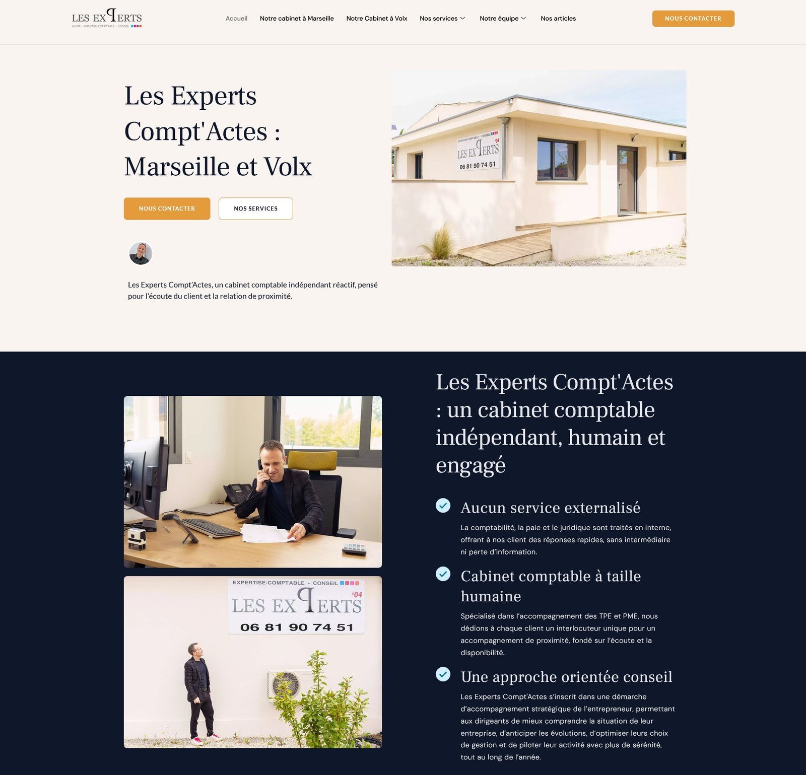 Page d’accueil du site Les Experts Compt’Actes