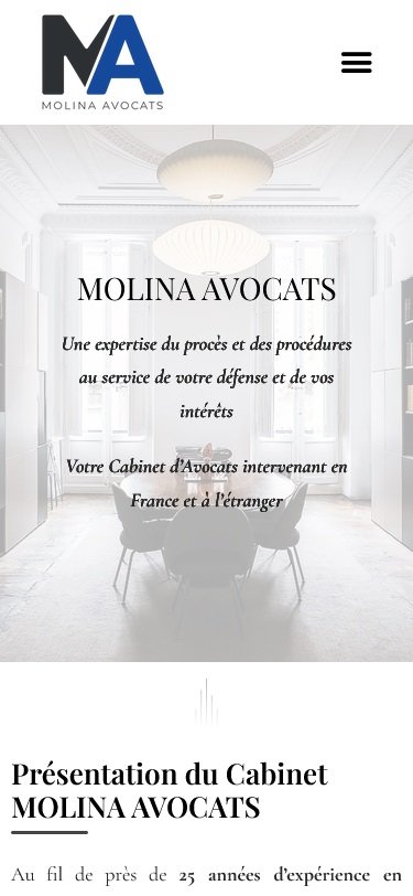 Design de la section contact du site Molina Avocats
